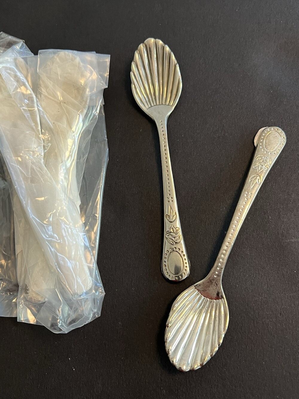 Vintage Godinger Sugar Shell Spoon Silver Art Co. GSA Set Of 6 Unused Spoons